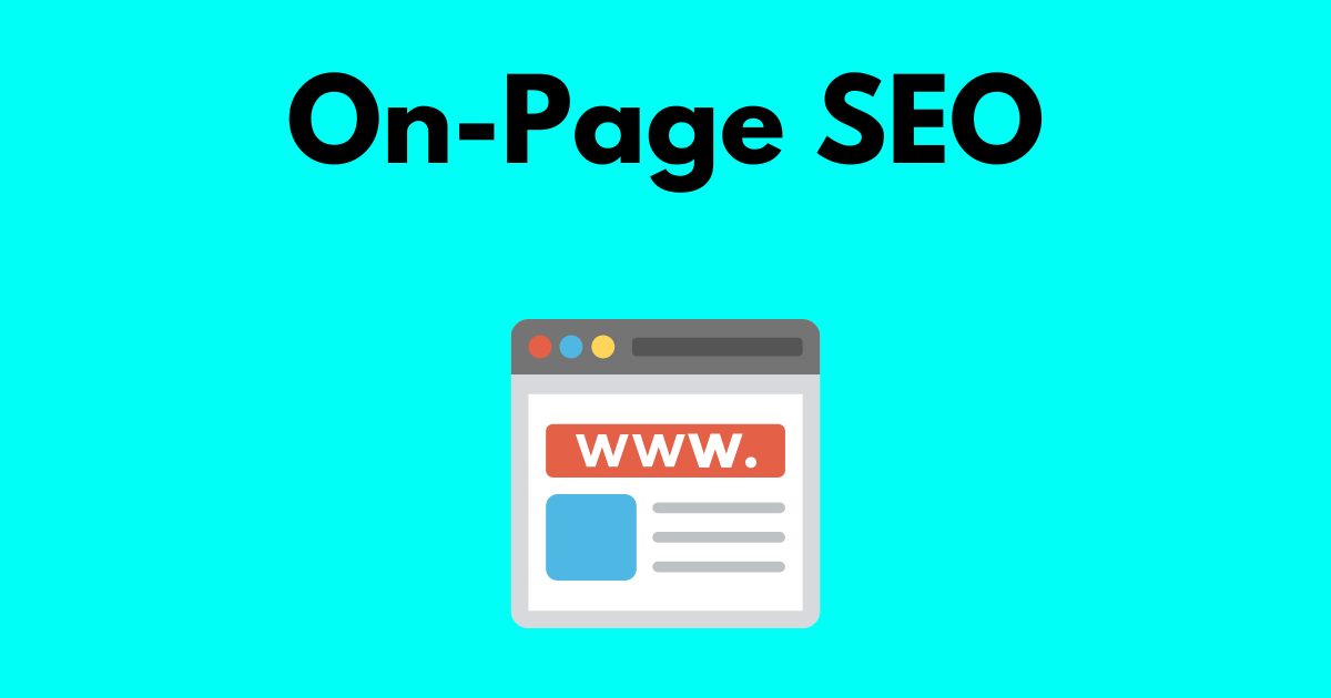 A drawing of a typical website page. The text says on-page SEO.